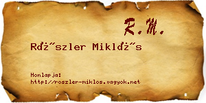 Röszler Miklós névjegykártya